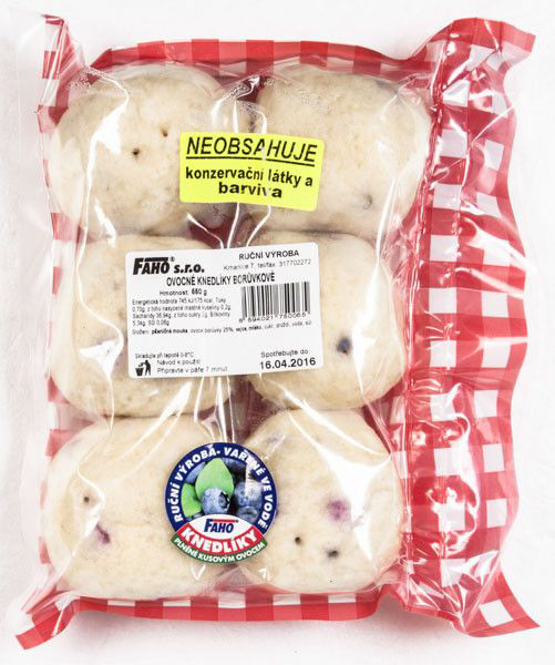 FAHO Knedlíky kynuté borůvkové 6 ks chlaz. 550 g