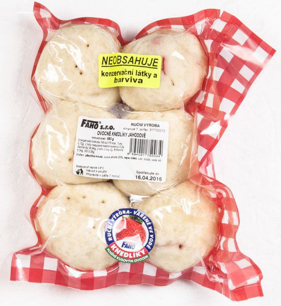FAHO Knedlíky kynuté jahodové 6 ks chlaz. 550 g