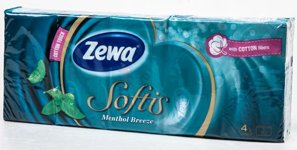 Zewa Softis Mentol kapesníky 4vrstvé 10 x 9 ks