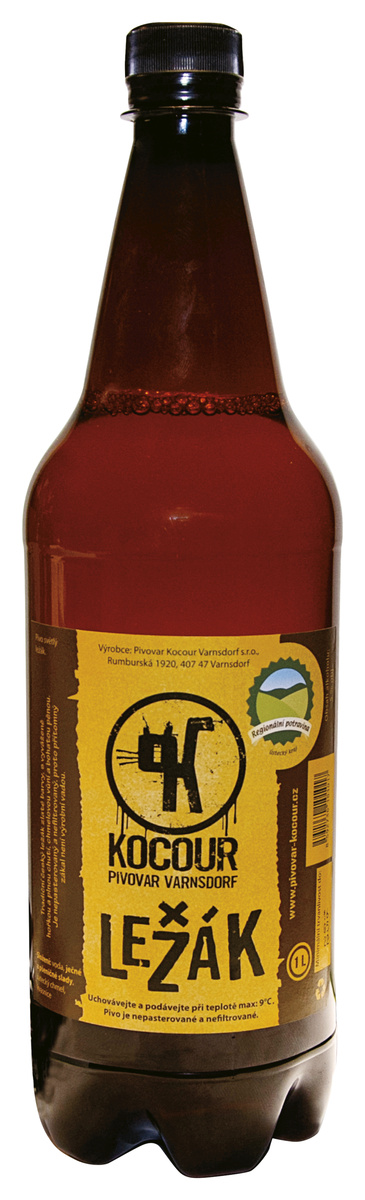 KOCOUR světlý ležák 12° pivo 1 l PET vratná láhev