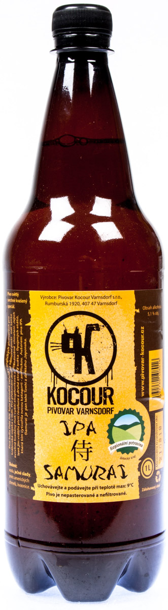 KOCOUR IPA Samurai 14° pivo 1 l PET vratná láhev