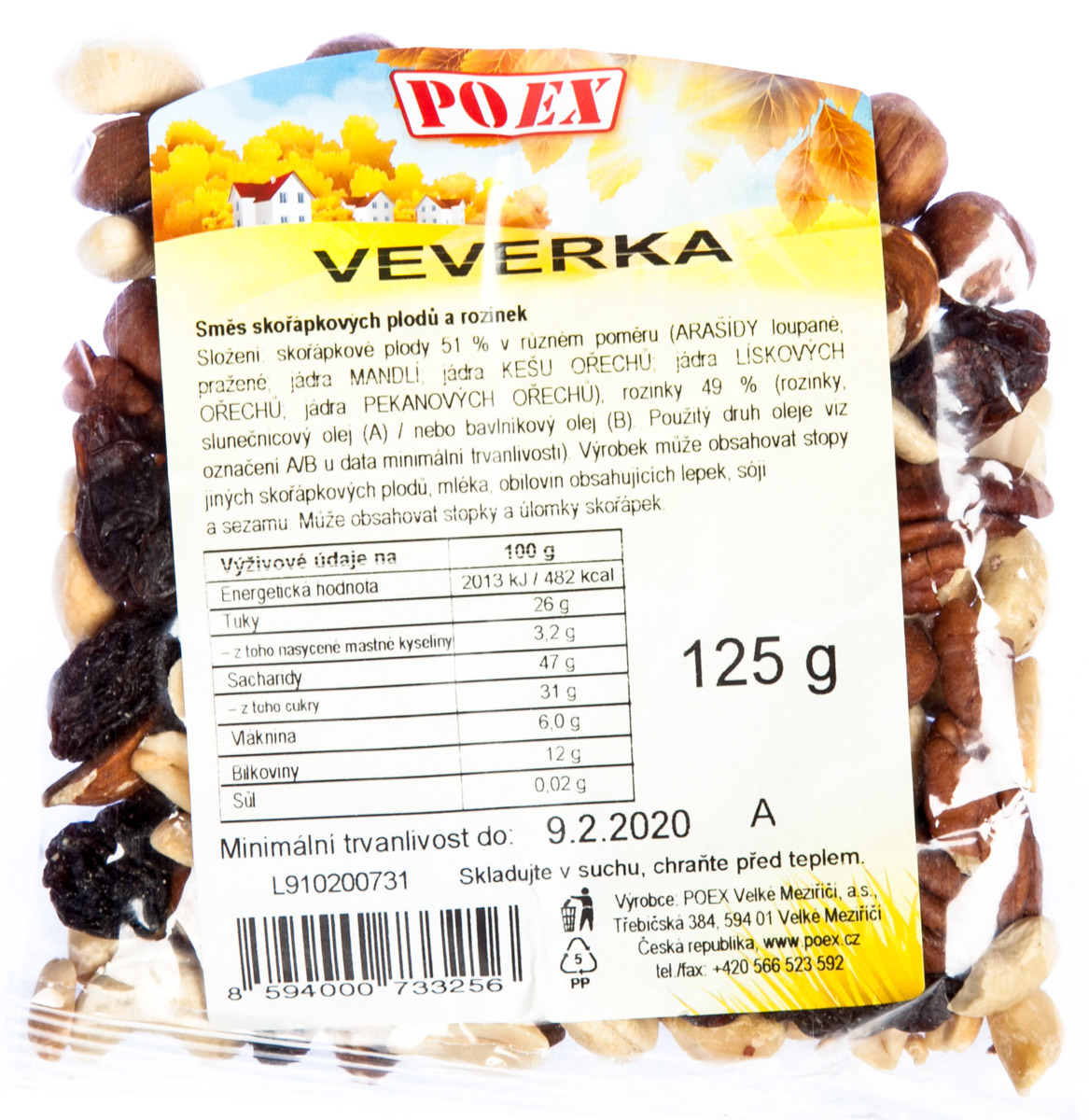 POEX Veverka ořechová směs 125 g