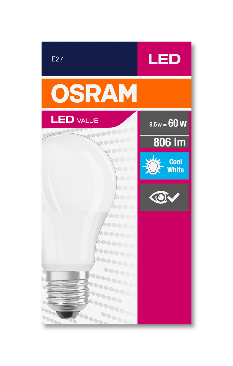 OSRAM Žárovka Osram LED 8,5W E27 Value studená bílá 1 ks