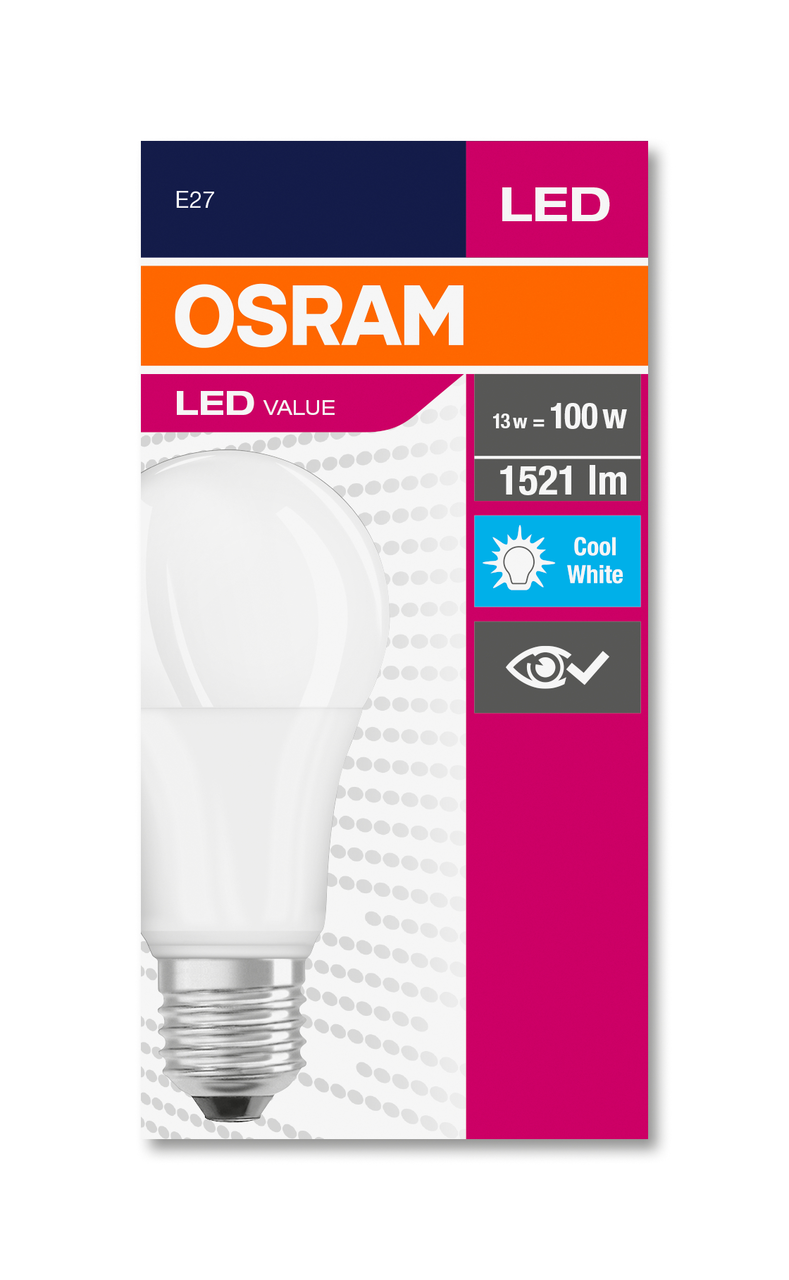 OSRAM LED Žárovka 14 W E27 Value FR studená bílá 1 ks