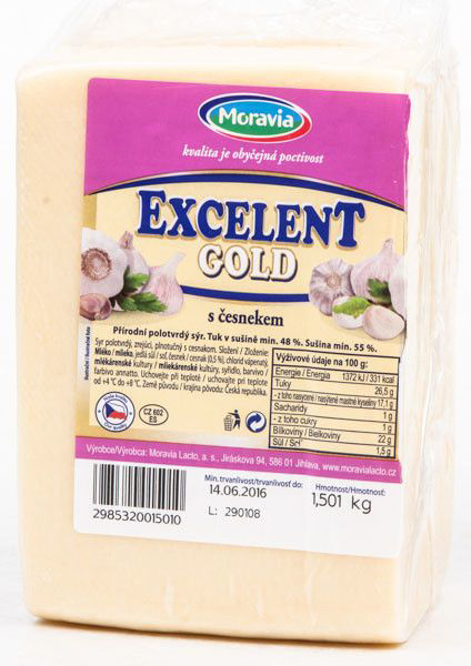 MORAVIA LACTO Excelent Sýr  česnek chlaz. váž. cca 1,5 kg