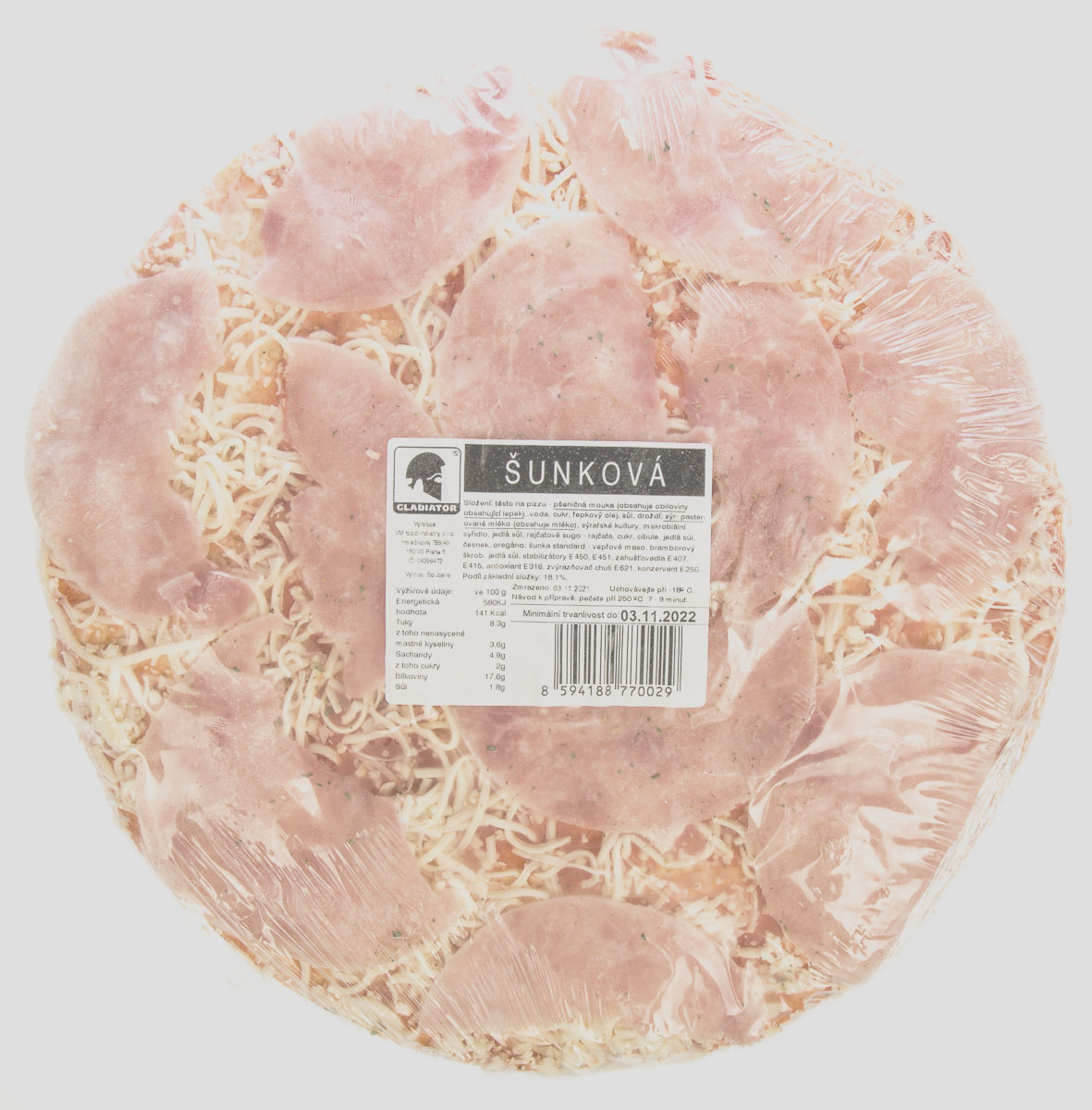 Gladiátor Pizza šunková mraž. 380 g