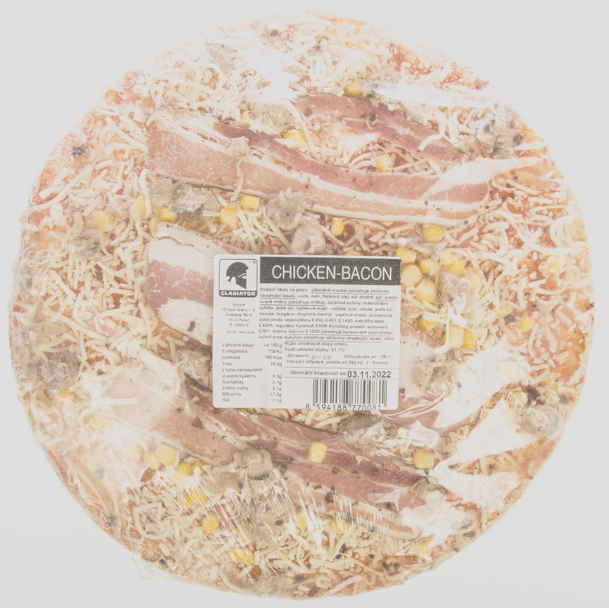 PIZZA GLADIÁTOR 450g CHIC.BAC.