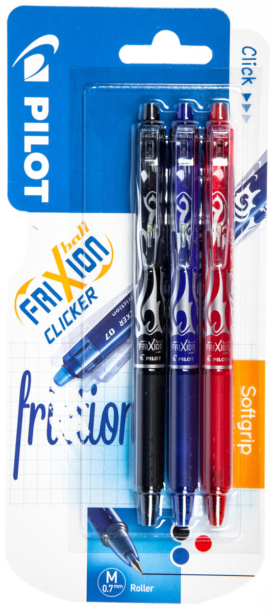 PILOT Frixion Clicker 0,7mm modrá/červená/černá 3 ks