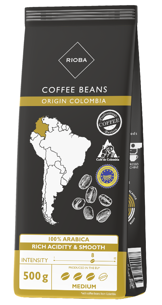 RIOBA Columbia 100% Arabica káva zrno 500 g 