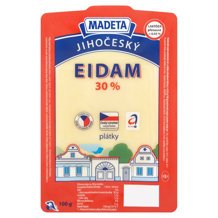 MADETA Jihočeský Eidam sýr 30 % plátky chlaz. 100 g
