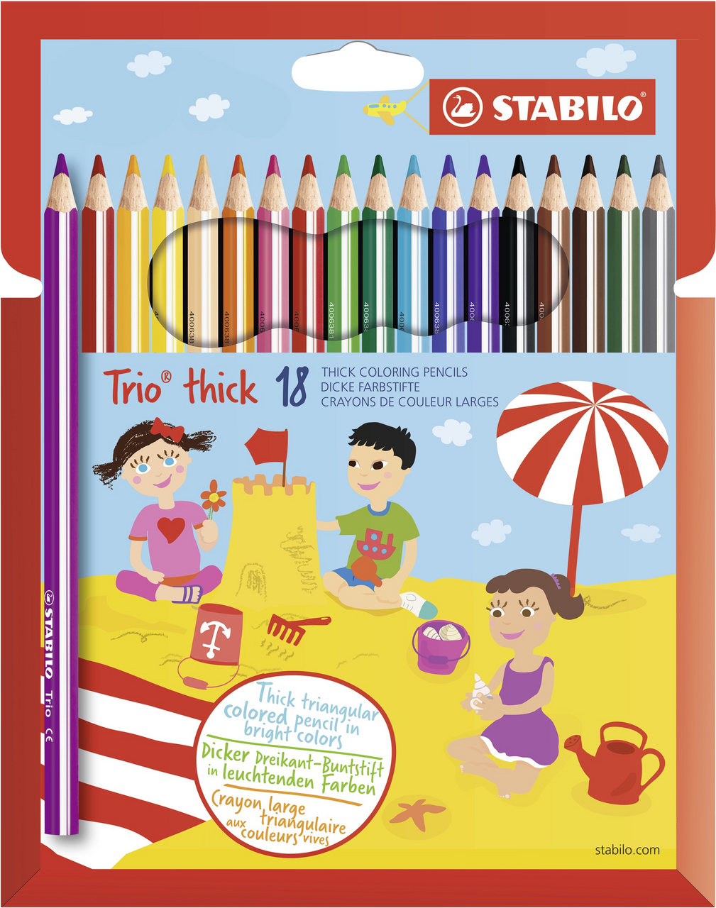 Pastelky silné Stabilo Trio thick sada 18 barev 1bal.