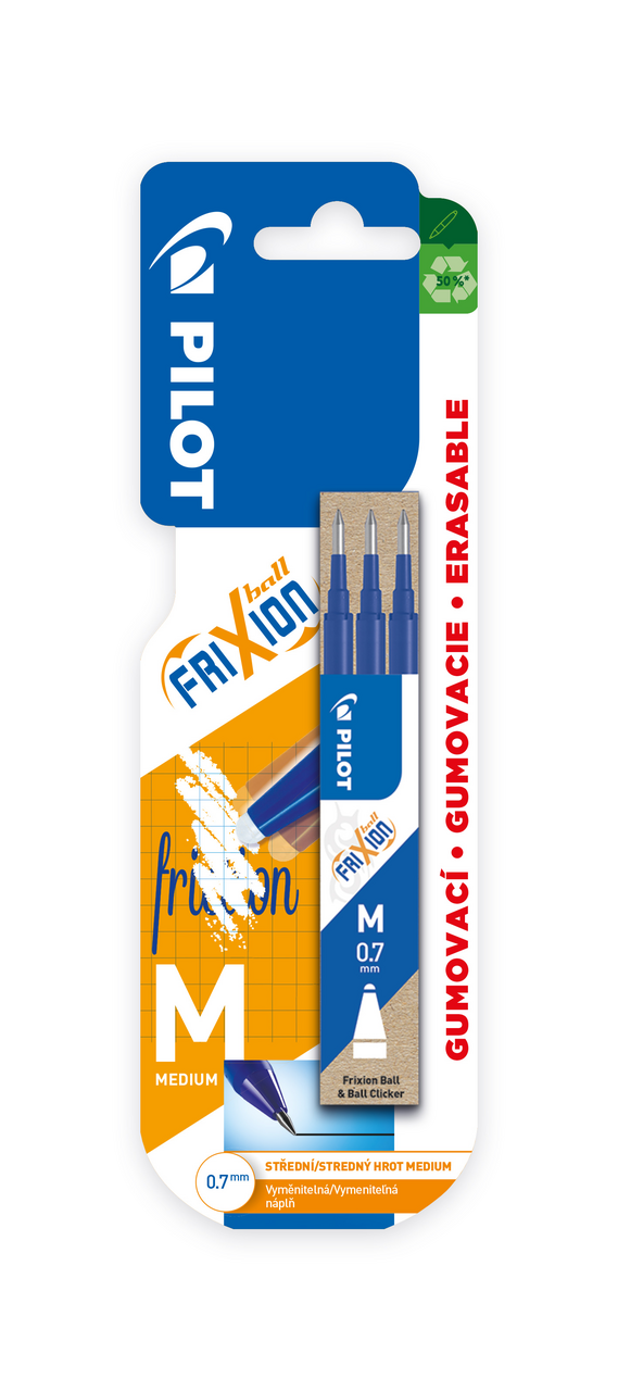 PILOT Frixion Náplň 0,7 mm modrá 3 ks
