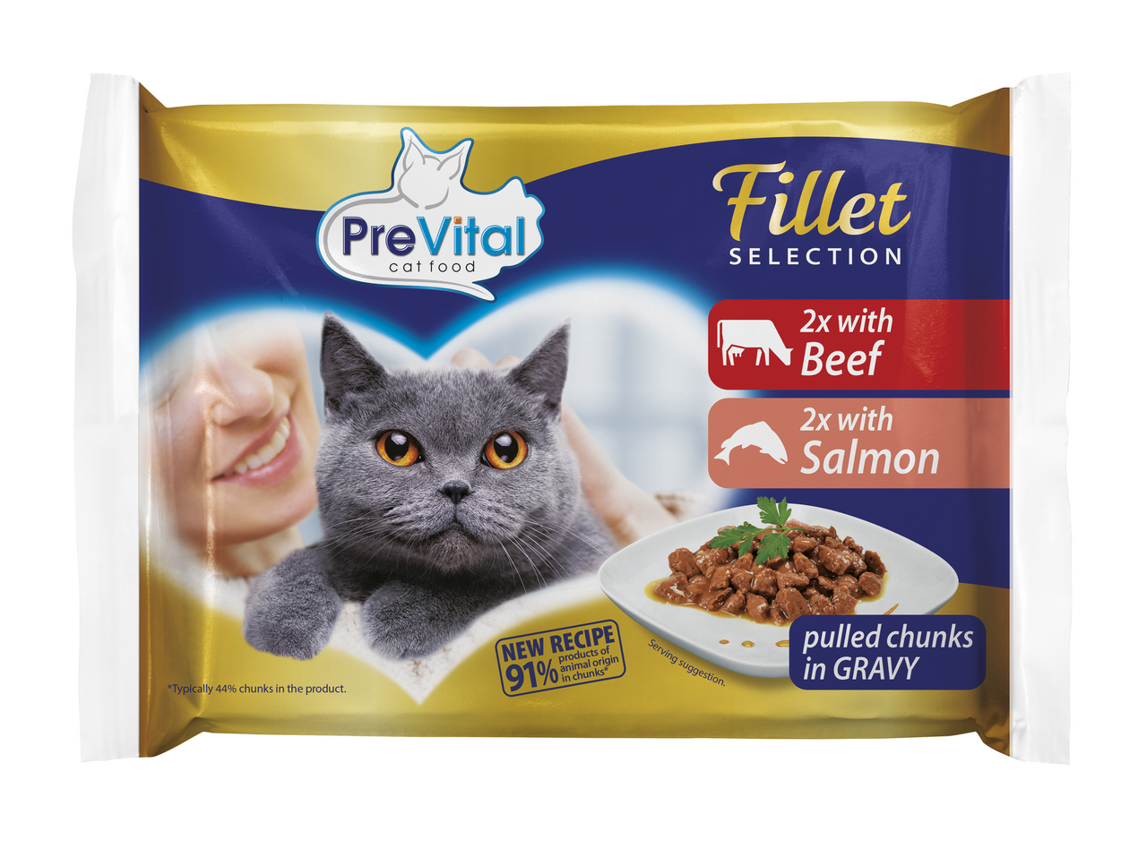 PreVital Naturel Kapsička hovězí + losos pro kočky 4 x 85 g