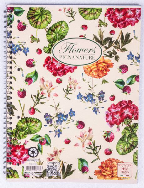PIGNA Flowers Blok kroužkový A4 60 listů čtverečkovaný 1 ks