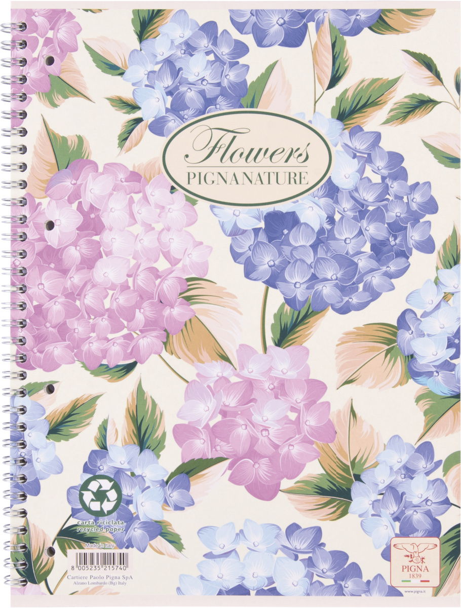 PIGNA Flowers Blok kroužkový A5 60 listů čtverečkovaný 1 ks