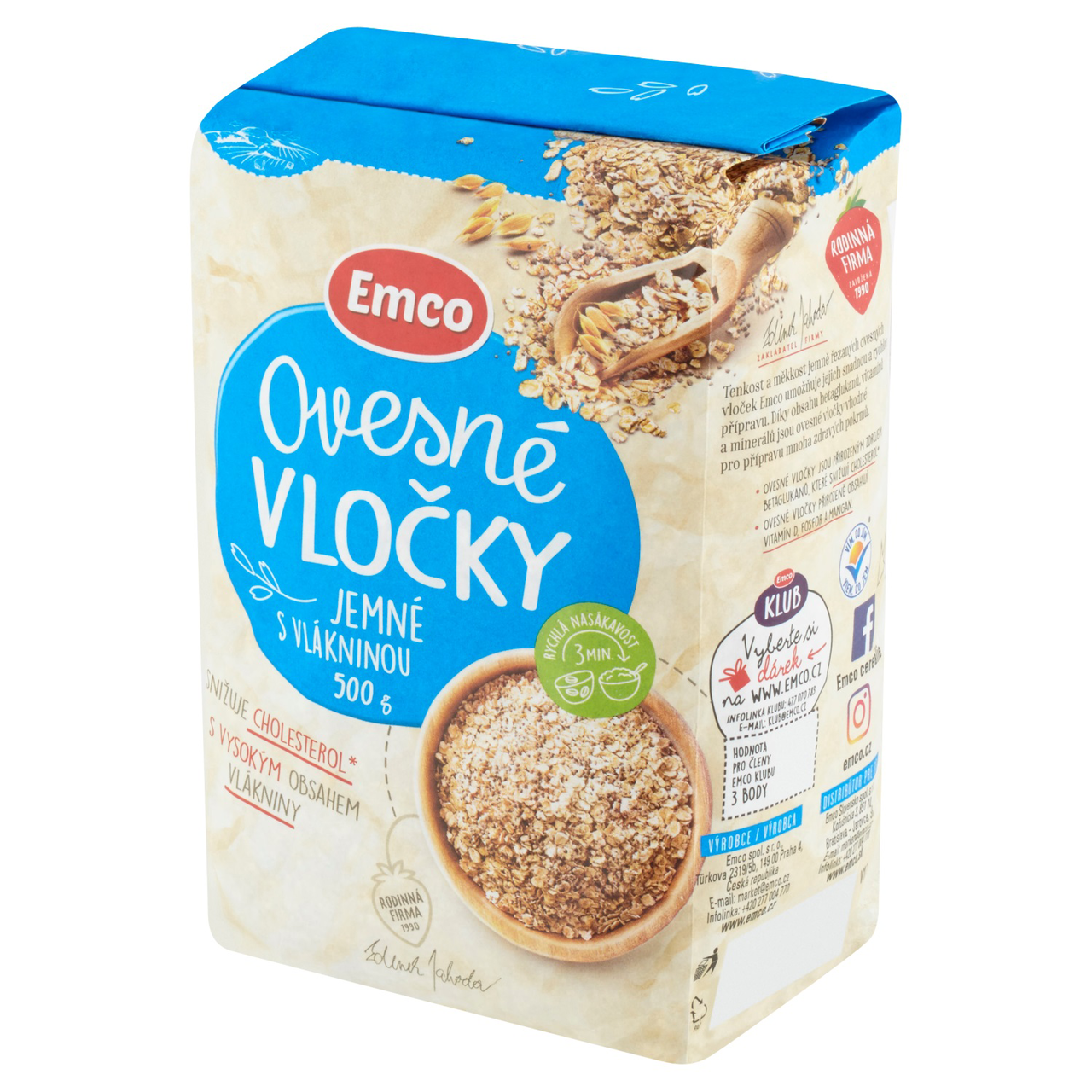 Emco Vločky ovesné s vlákninou 500 g