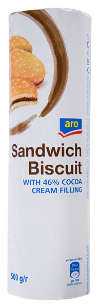 aro Sandwich Biscuit Sušenky s krémovou náplní kakao 500 g