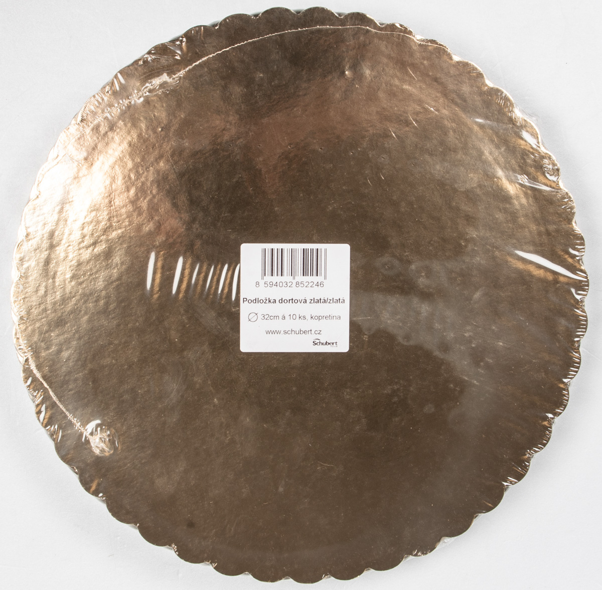 Podložka dortová kulatá kopretina 32 cm zlatá 10 ks