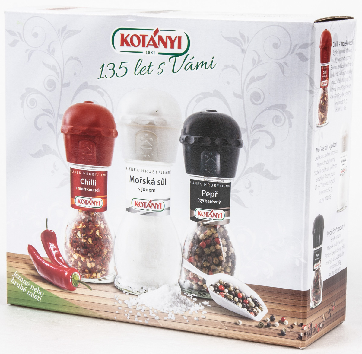 KOTÁNYI Mlýnek pepř sůl chilli 3 ks
