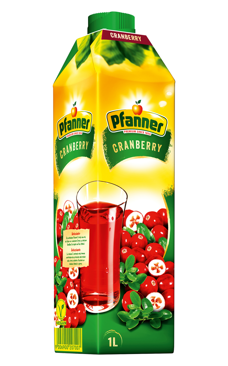 Pfanner Nektar cranberry / brusinka 20 % 8 x 1 l