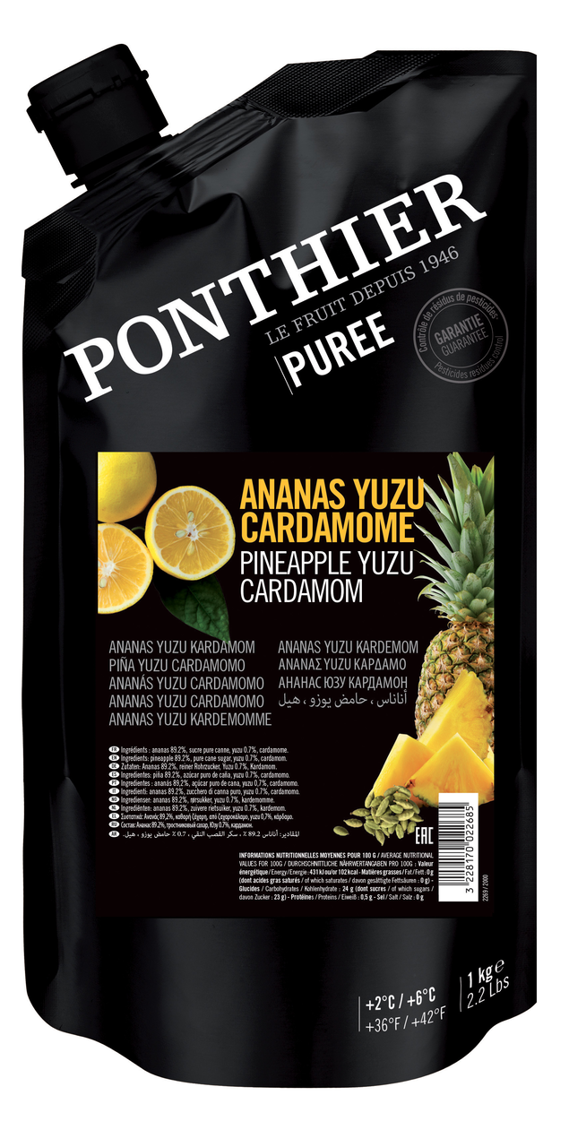 PONTHIER Pyré ovocné ananas Yuzu Kardamon chlaz. 1 kg