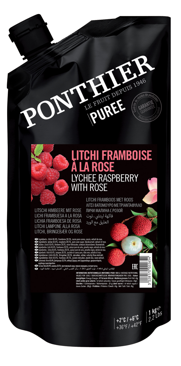 PONTHIER Pyré ovocné liči malina růže chlaz. 1 kg