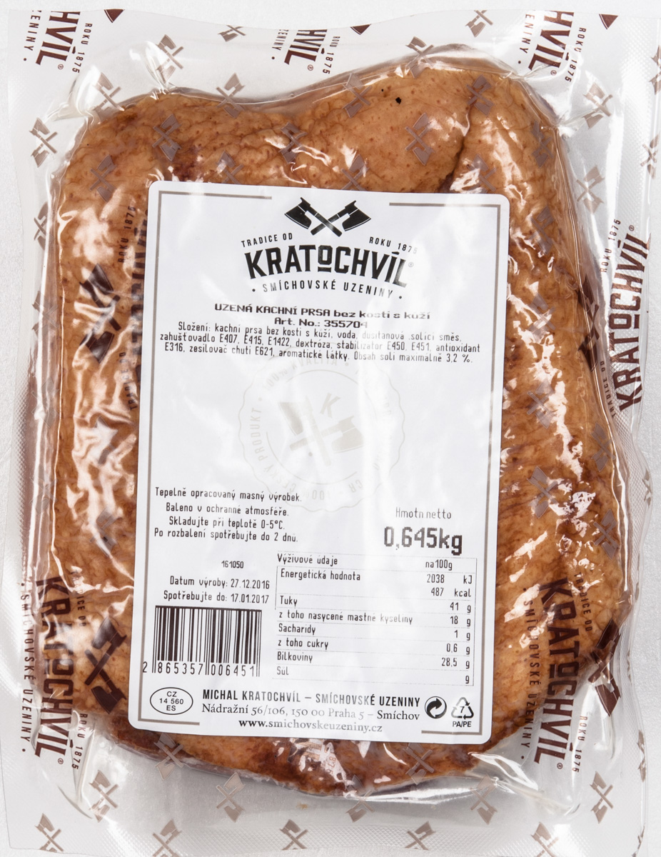 KRATOCHVÍL Kachní prsa uzená chlaz. váž. cca 450 g