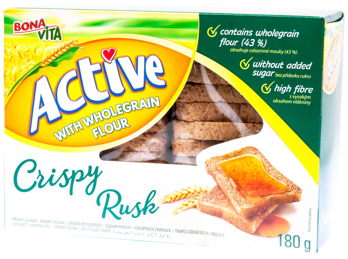 BONAVITA Active Crispy Rusk suchary s celozrnnou moukou 180 g