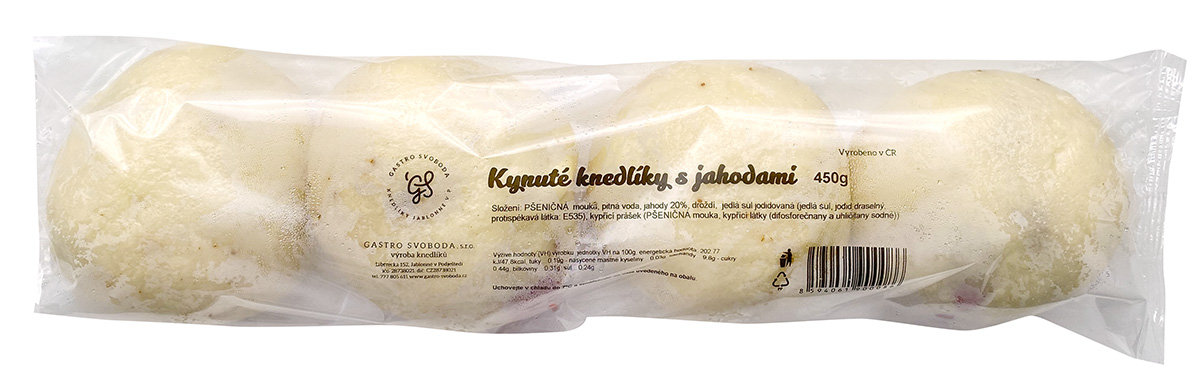 Knedlíky kynuté s jahodami chlaz. 450 g