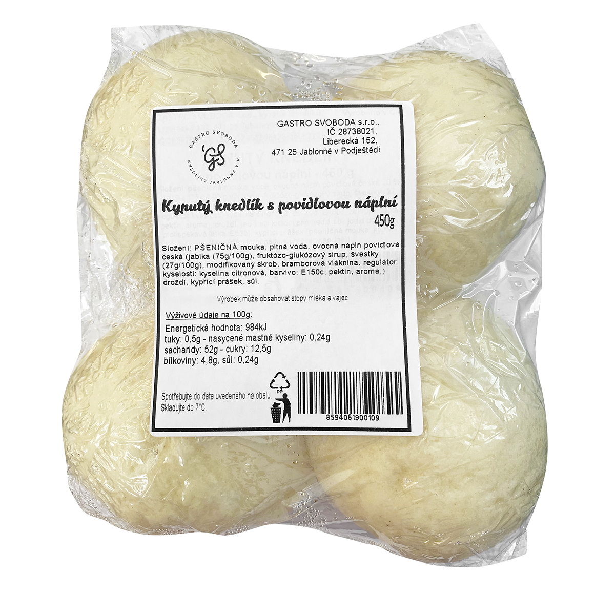 Knedlíky kynuté s povidly 450 g