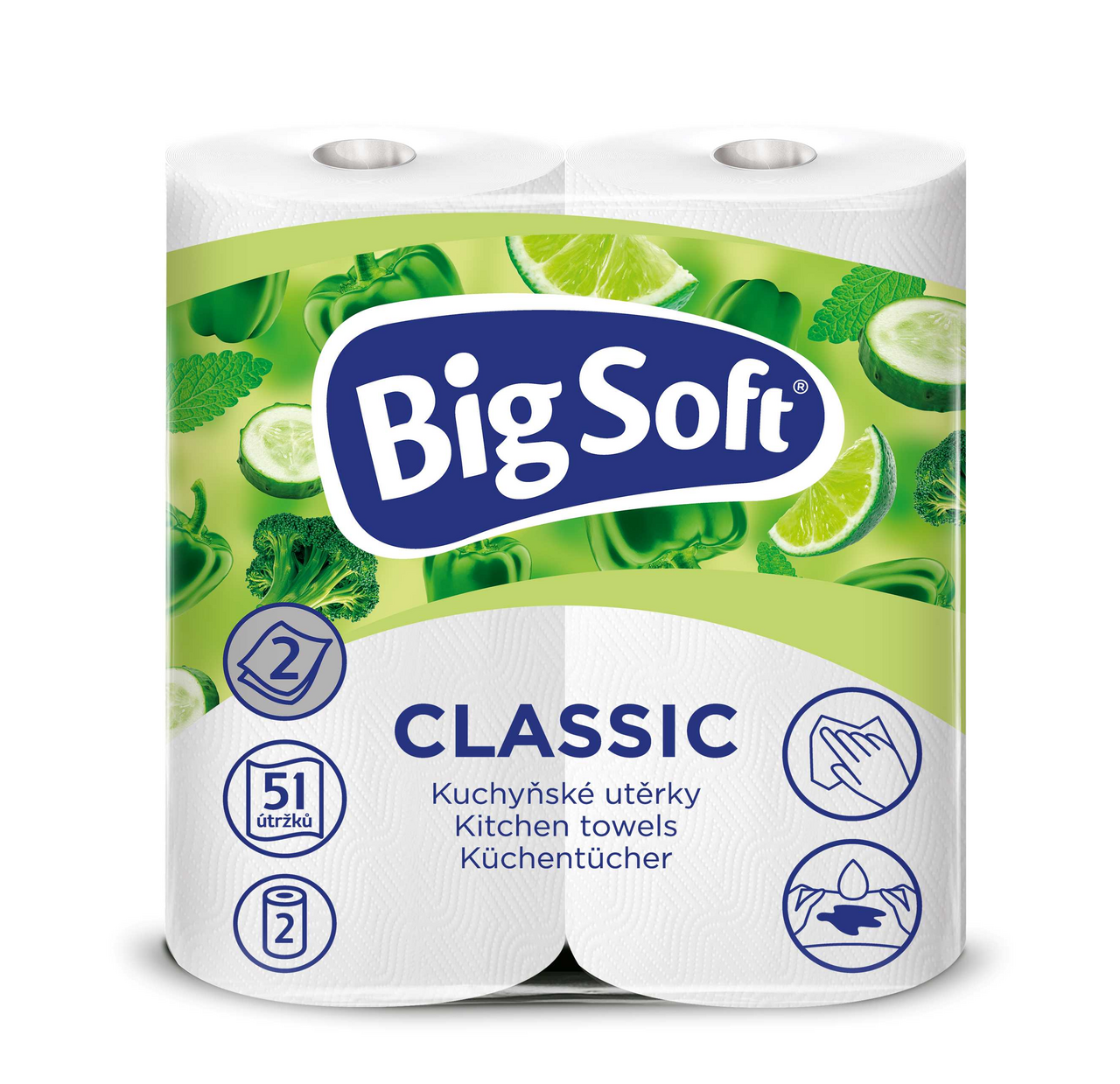 BIG SOFT Classic Utěrky kuchyňské 2vrstvé 2 ks