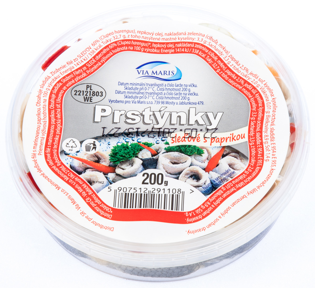 VIA MARIS Sleďové prstýnky s paprikou chlaz. (pevný podíl 150 g) chlaz. 200 g