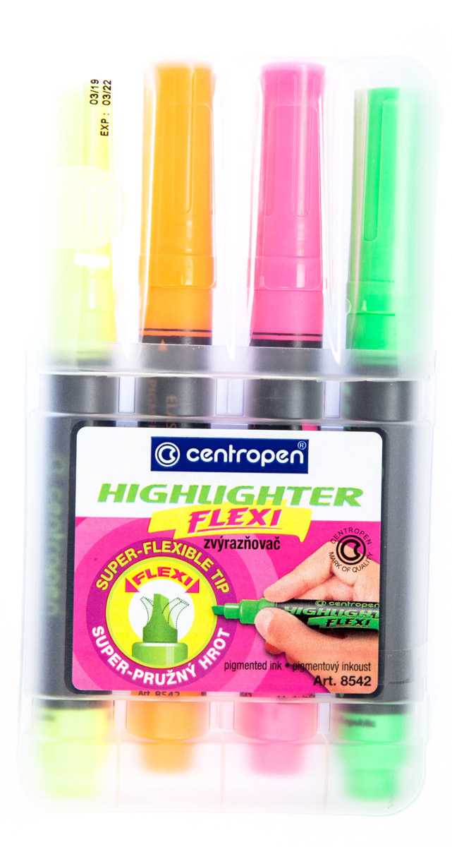 centropen Zvýrazňovač 8542 Flexi 4 ks