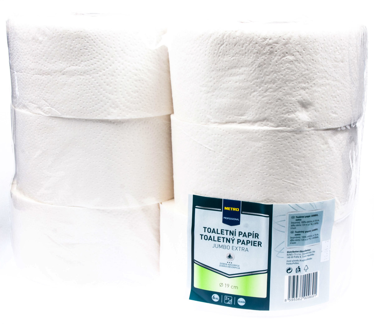 METRO PROFESSIONAL Toaletní papír Jumbo Extra 2vrstvý 120 m 190 mm 6 ks
