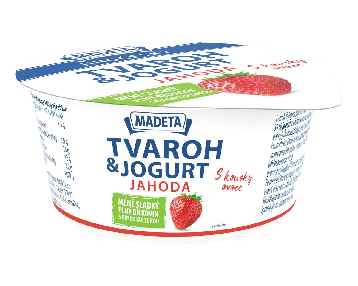 MADETA Jihočeský tvaroh a jogurt jahoda chlaz. 135 g