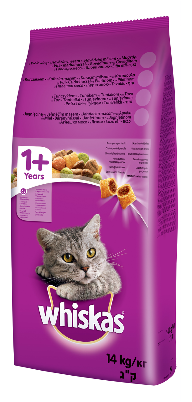 whiskas Dry hovězí granule pro kočky 14 kg