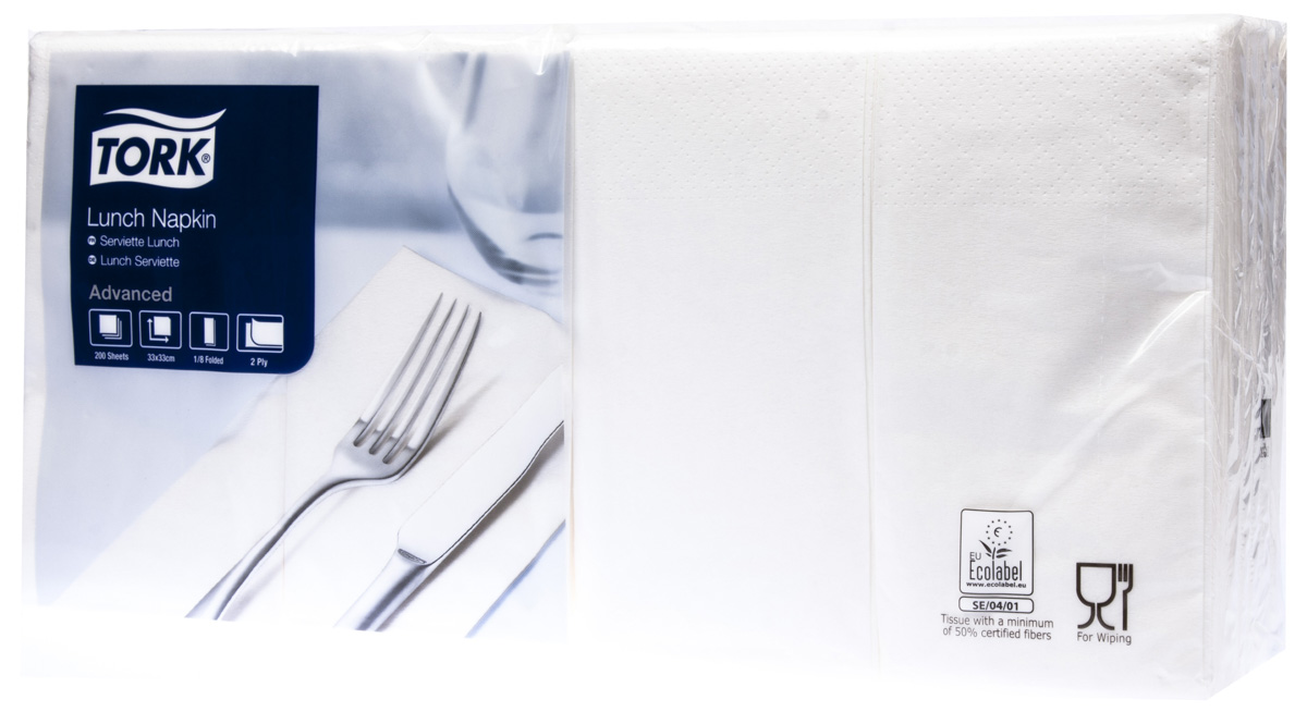 TORK Ubrousky skládané 33 x 33 cm 2vrstvé bílé 200 ks