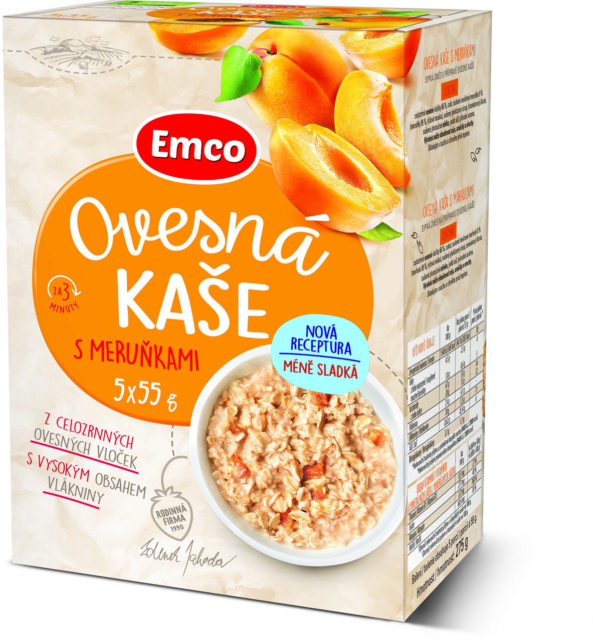 Emco Kaše ovesná s meruňkami 5 x 55 g
