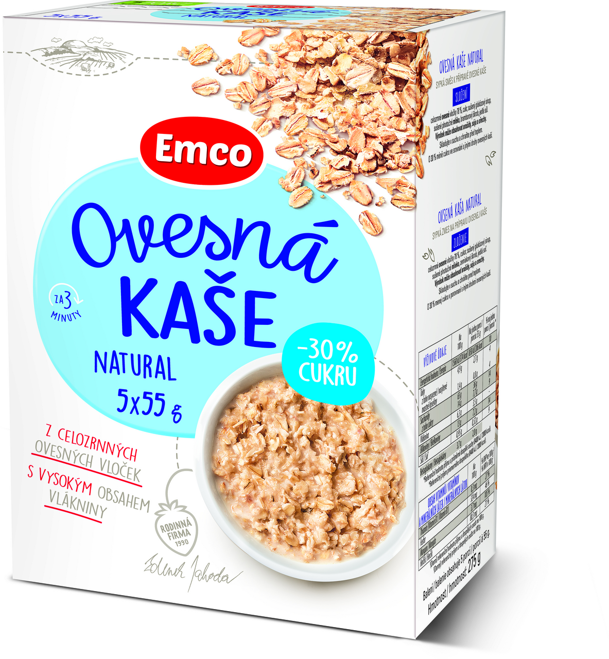 Emco Kaše ovesná natural light 5 x 55 g
