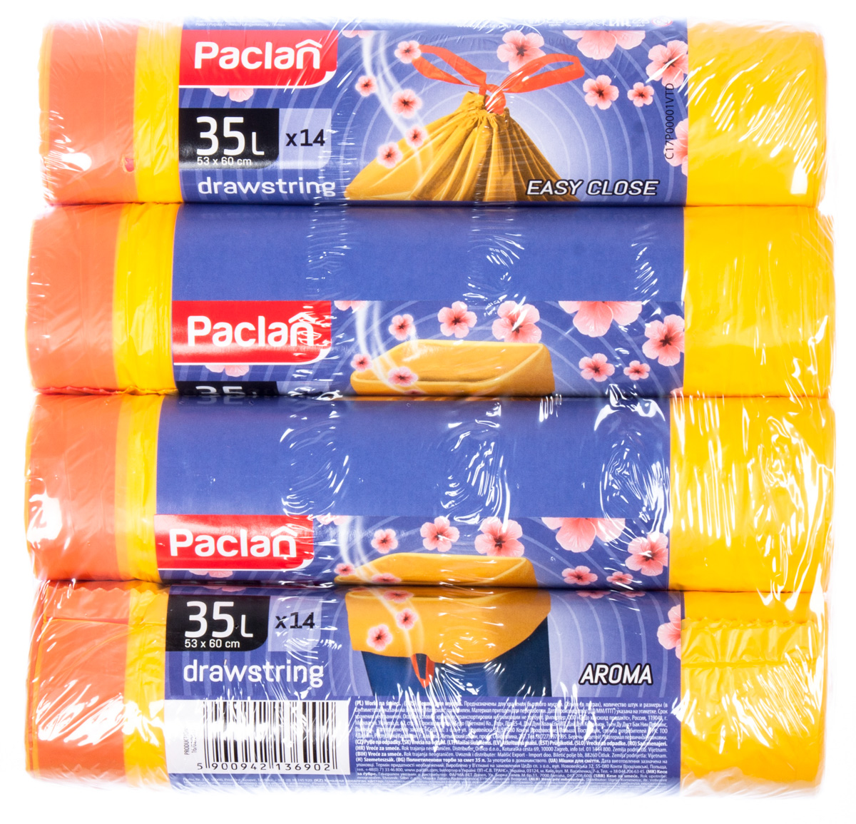 Paclan Standard Pytle na odpad zatahovací 35 l 4 x 14 ks