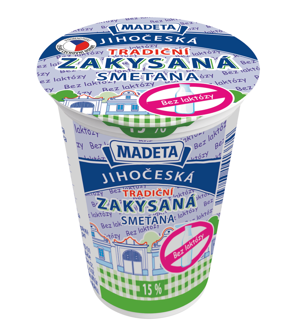 MADETA Jihočeská Zakysaná smetana 15 % snížená laktóza chlaz. 180 g