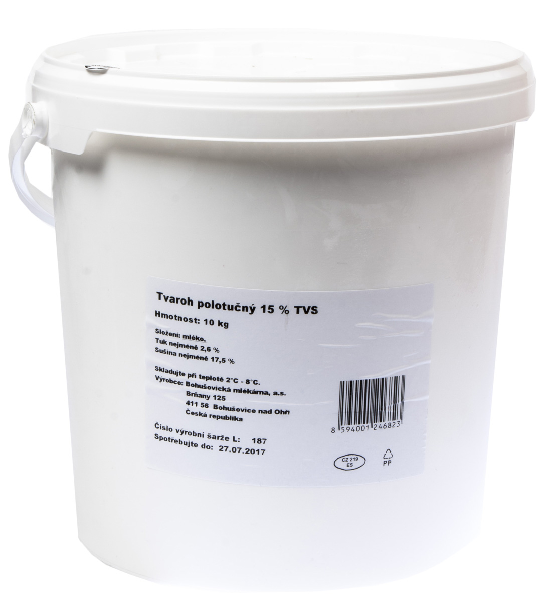 BOHUŠOVICKÁ MLÉKÁRNA Tvaroh polotučný 15% sušina chlaz. 10 kg kbelík