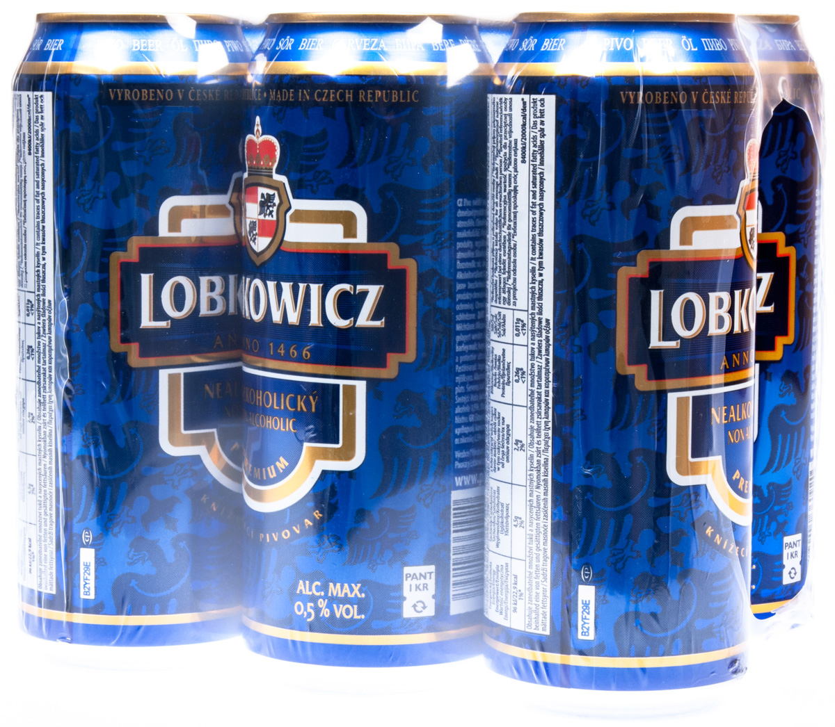 LOBKOWICZ Pivo světlé nealkoholické 24 x 500 ml plech