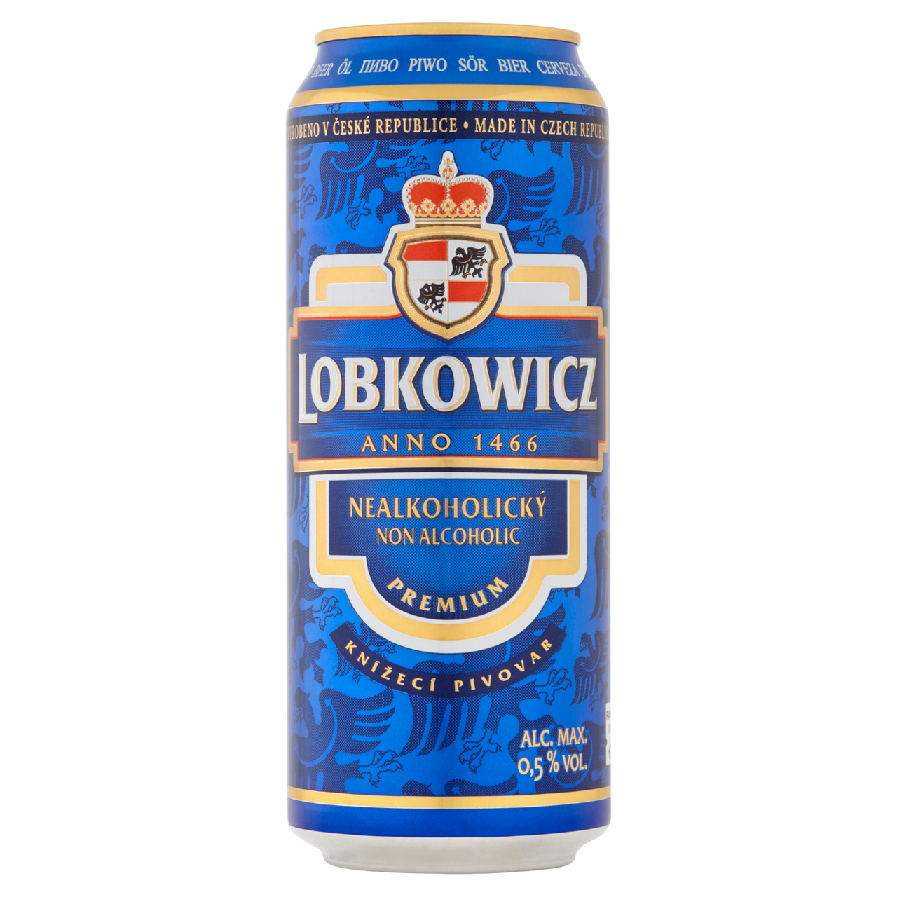 LOBKOWICZ Pivo světlé nealkoholické 24 x 500 ml plech
