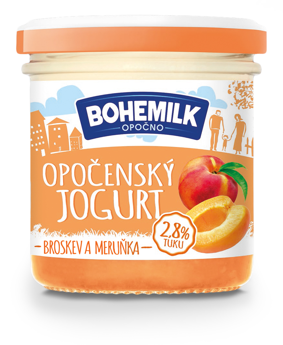  BOHEMILK Opočenský jogurt broskev/ meruňka 2,8 % tuku chlaz. 10 x 150 g