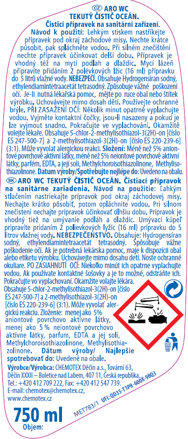 aro Čistič WC tekutý oceán 3 x 750 ml