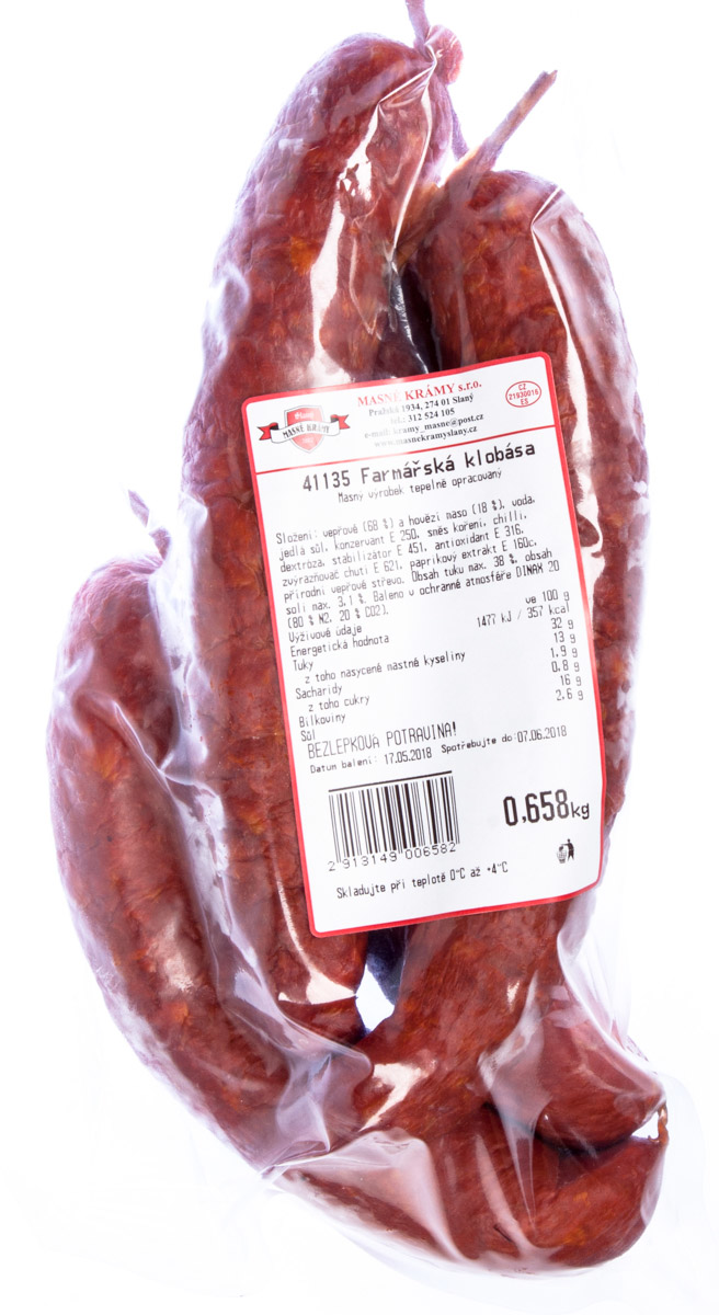 MASNÉ KRÁMY Farmářská klobása chlaz. váž. cca 2,3 kg