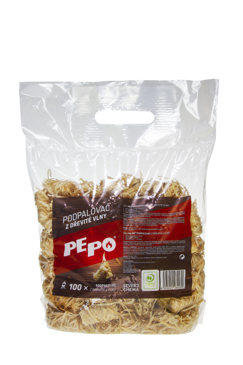 PE-PO Podpalovač dřevěná vlna 100 ks