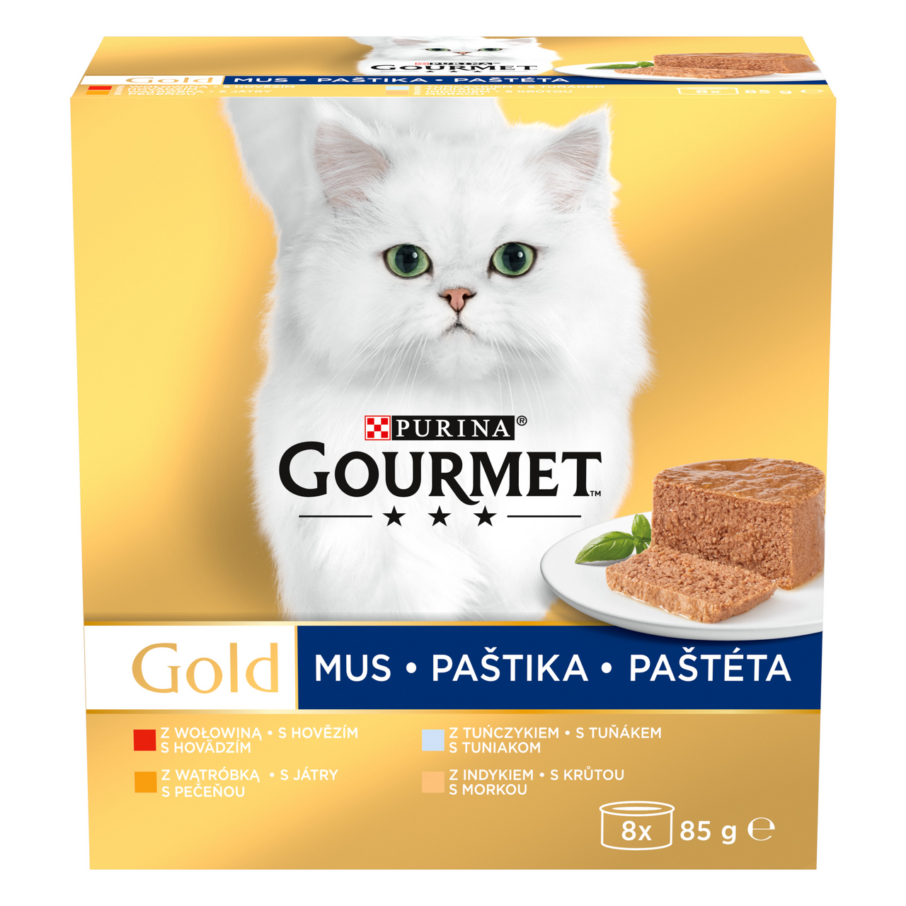 Gourmet Gold konzervy pro kočky tuňák, játra, krůta, hovězí paštika 8 x 85 g