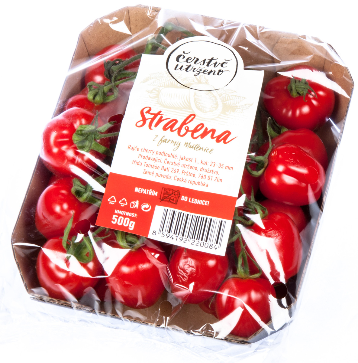 Rajčata Cherry podlouhlá Strabena CZ čerstvá 500 g vanička